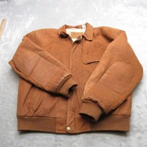 Marlboro Adventure Team Jacket Men Small Brown Lined Genuine Leather‎ Bomber VTG